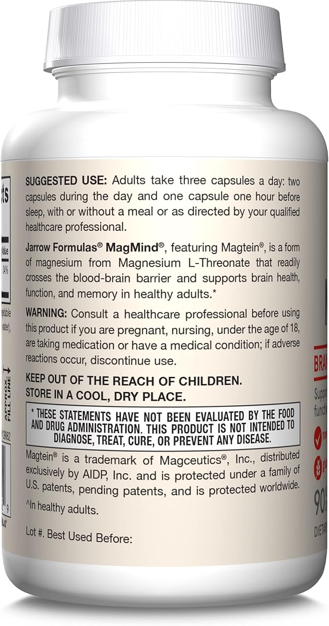 Jarrow Formulas MagMind Brain Health 90 Capsules, 30 Day