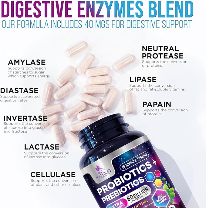 Daily Probiotic and Prebiotic Supplement 60 10 Diverse 120 Capsules