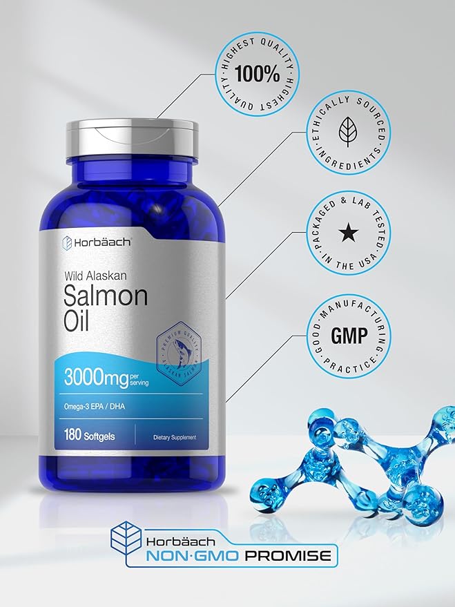 Horbäach Wild Alaskan Salmon Fish Oil 180 Softgel Omega-3 Fatty
