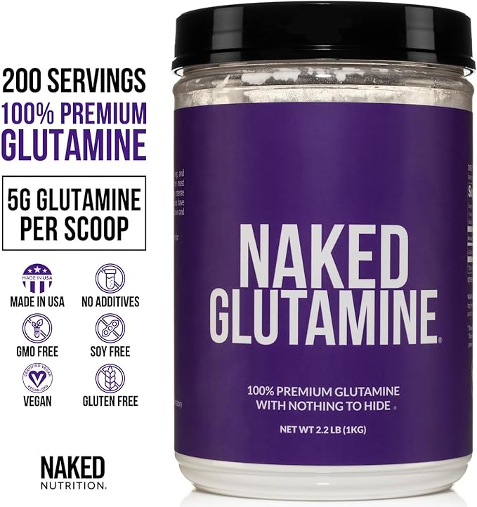 Pure L-Glutamine Made in The USA 200 Servings 1,000g, 2.2lb 2.2lb Bulk,