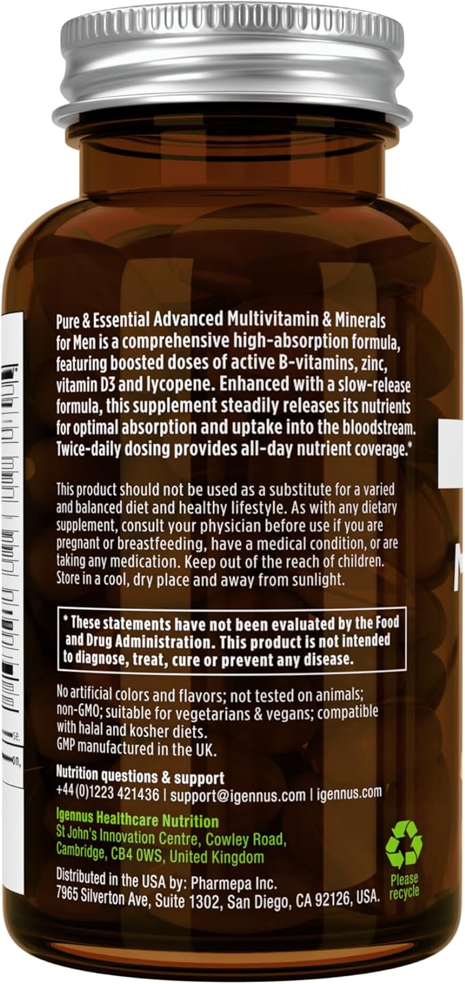 Methylated Men's Multivitamin, MTHFR Supplement 60 Tablets, 2-a-Day, Non-GMO,