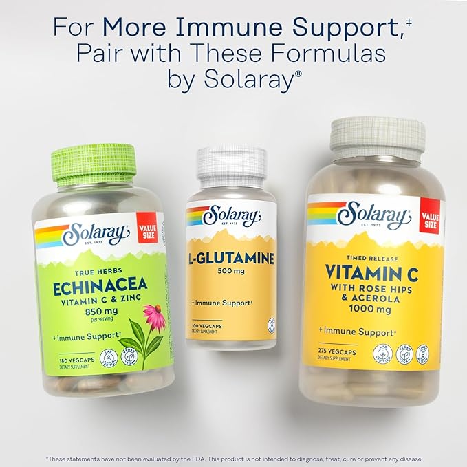 Solaray L Glutamine Capsules 500 mg 60-Day Money-Back 100 Servings, 100 VegCaps