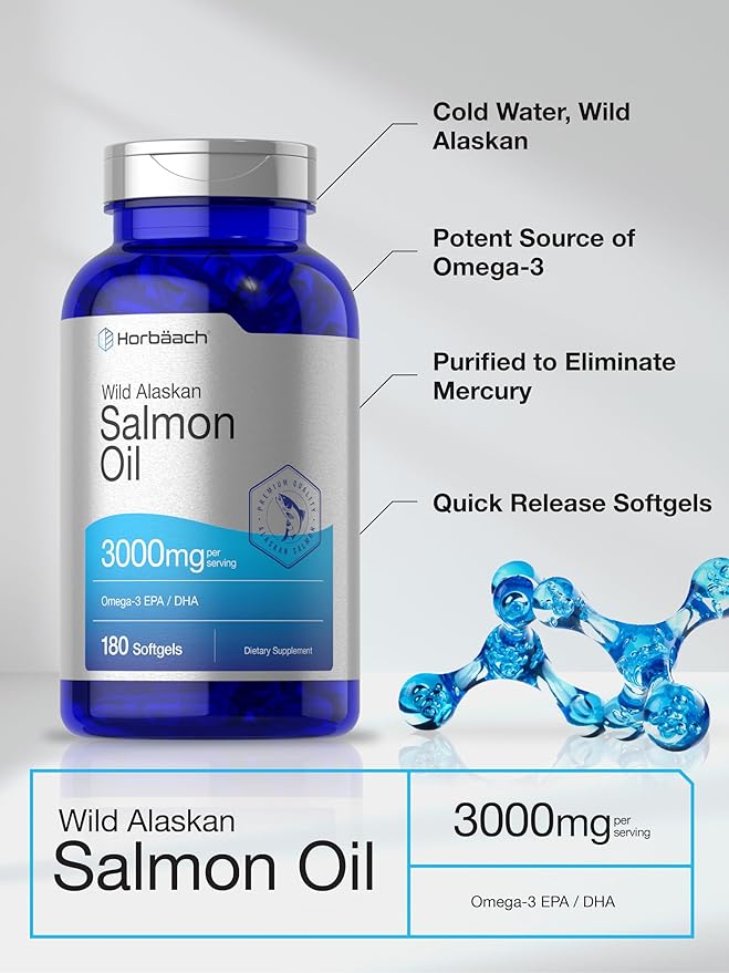Horbäach Wild Alaskan Salmon Fish Oil 180 Softgel Omega-3 Fatty
