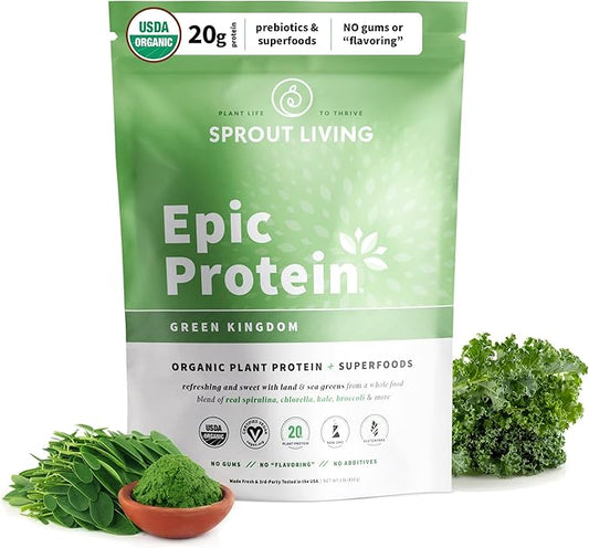 Sprout Living Epic Protein, Plant Based 20 Grams (1 Pound, 12 Servings)