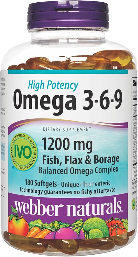 Webber Naturals Triple Omega 3-6-9, 1,200 180 Softgels,