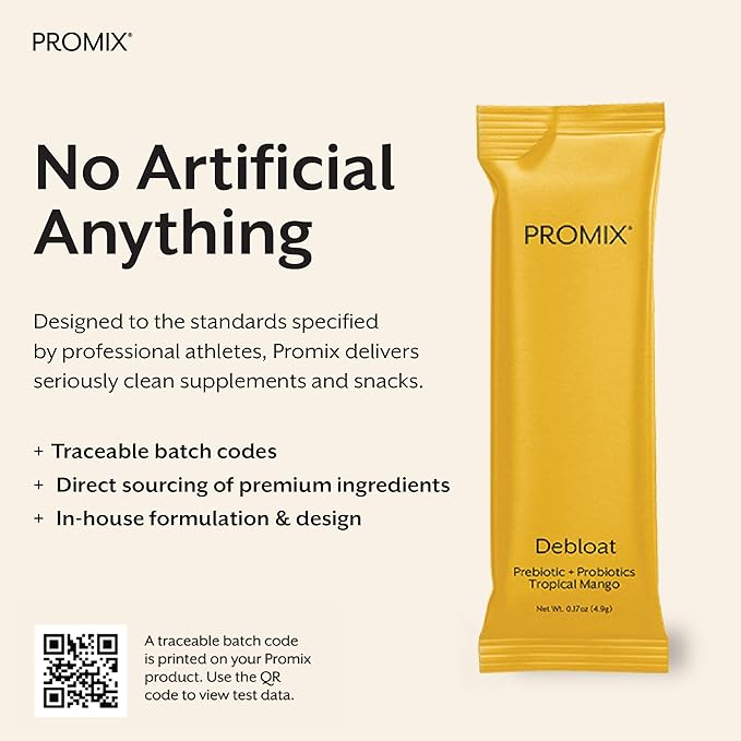 ProMix Nutrition Debloat Prebiotics and Probiotics Immune Support Supplement for Digestion, Cortisol Health, Gut Cleanse - Mango - 30 Servings (Pack of 30)