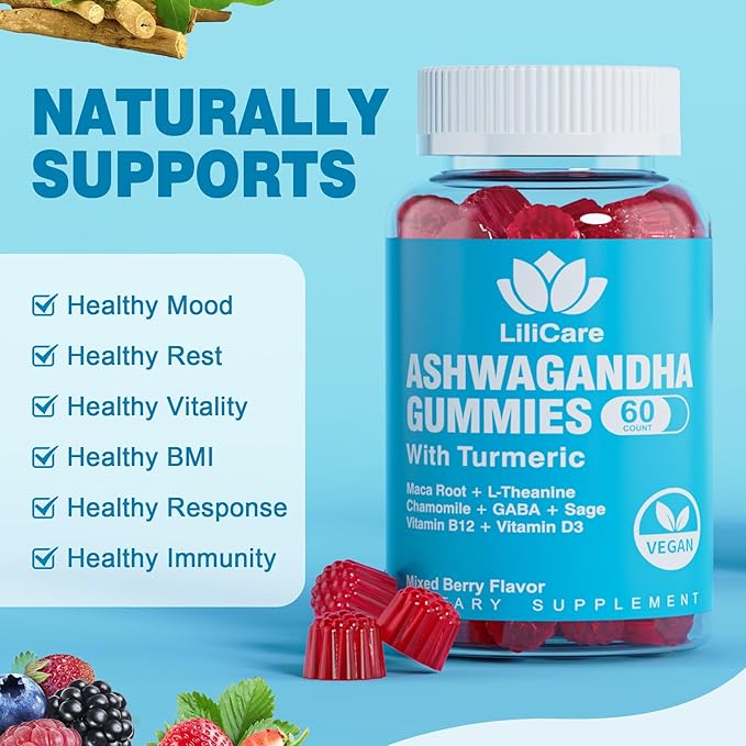 2 Pack Ashwagandha Gummies for Immune 2000mg Organic 120 Count