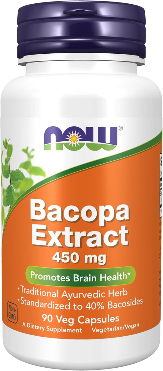NOW Supplements, Bacopa Extract (Bacopa monnieri) 450 mg, 90 Veg
