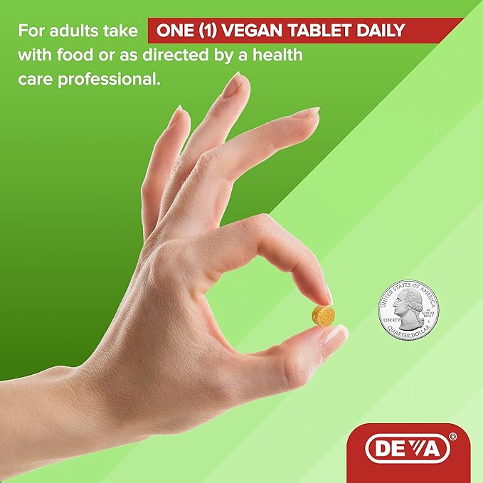 DEVA Tiny Tablets Vegan Multivitamins B12, Vitamin 90 Tablets