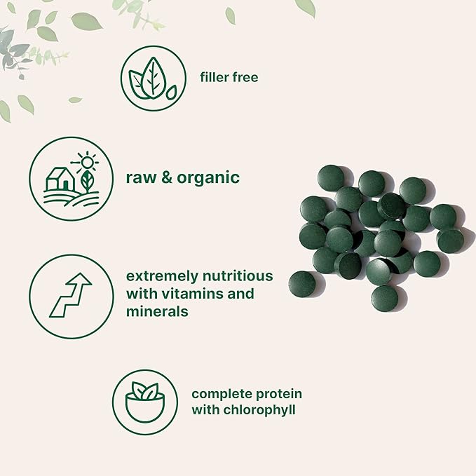 Micro Ingredients Organic Spirulina Supplement, 3000MG Per Serving, 720 Tablets (4 Month Supply), No Filler & Non-GMO, Rich in Vegan Protein, Vitamins & Prebiotics, Premium Spirulina Pills