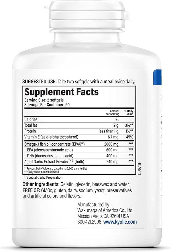 Kyolic Aged Garlic Extract Formula 150, Omega-3 180 180 Soft