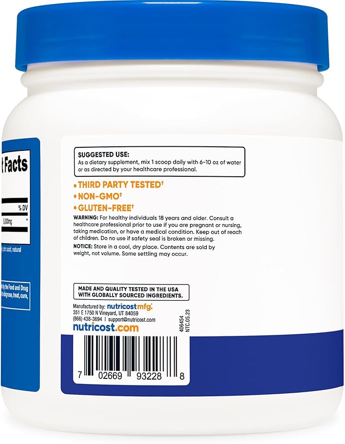 Nutricost L-Glutamine Powder (500 Grams) (Blue
