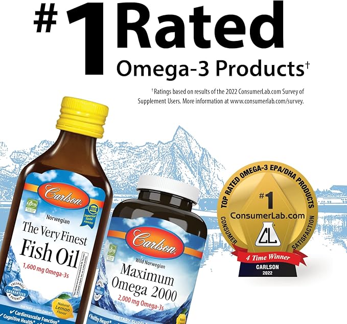 Carlson - Salmon Oil, 500 mg Omega-3s, Norwegian 3 Salmon 50 Softgels
