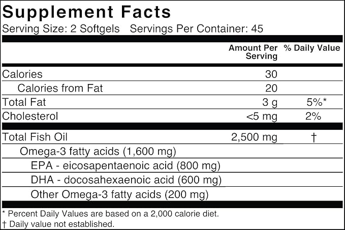 EffiHealth Omega-3 Fish Oil 2500mg Fish 1200mg EPA, 600mg DHA