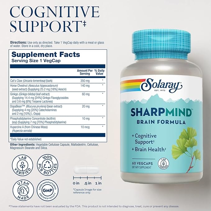 Solaray SharpMind, Cognitive Support Formula 60 VegCaps