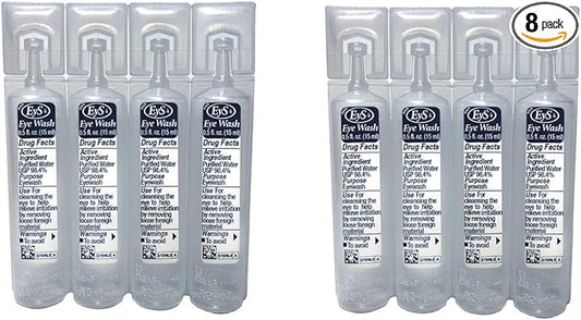 Single-Use Eye Wash Two 4-Packs, 1/2-Ounce 0.5 Fl 8)