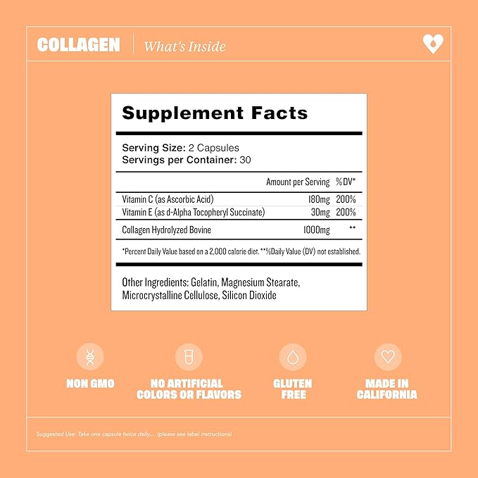 Health by Habit Collagen Supplement (60 Capsules) 2000mg, Collagen (1 Pack)