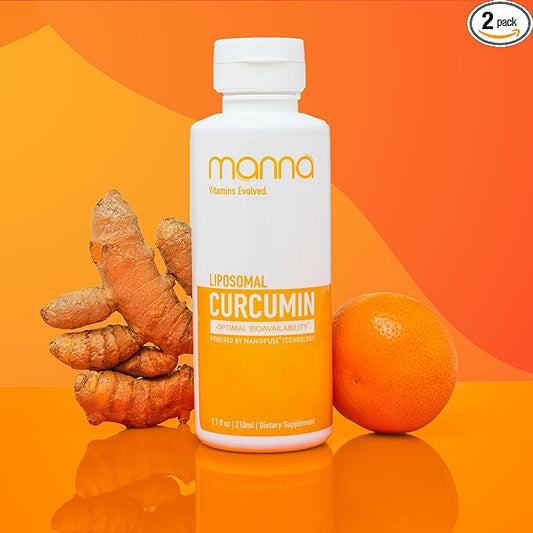 Manna Vitamins Evolved Liposomal Liquid Curcumin for Advanced Absorption Best Turmeric Supplement for a Healthy Life (2 Pack)
