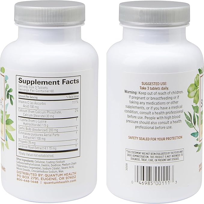 Quantum Health SuperLysine+ Advanced Formula Immune 1500 mg, 180 Tablets 2)