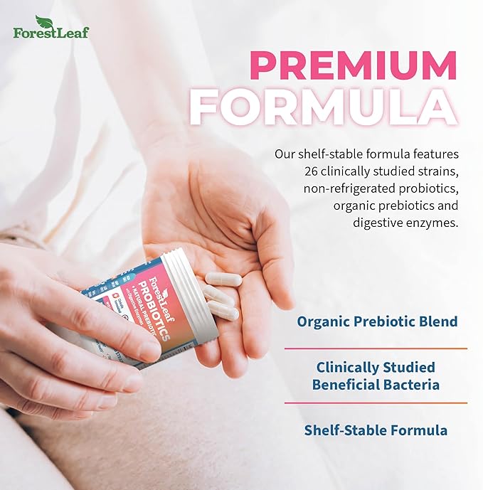 ForestLeaf Womens Probiotic 50 Billion CFU with Organic Prebiotics, Digestive Enzymes, Cranberry, D-Mannose - Prebiotics Probiotics for Women Digestive Health & Vaginal Probiotics Support, 30 Capsules