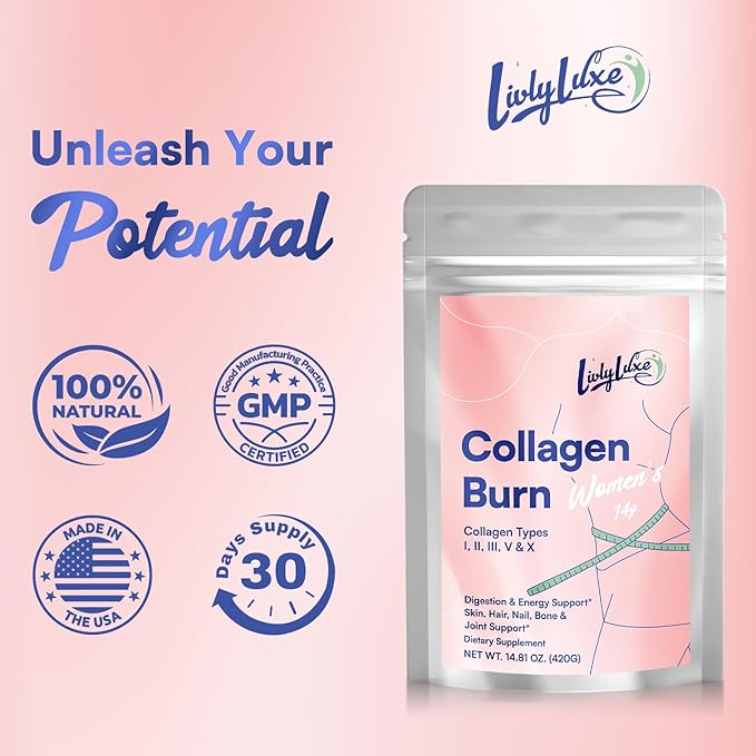 Collagen Burn Powder for Women - Weight Loss Supplements for Belly Fat Burning, Metabolism Booster, Designed for Effective and Healthier Fat Loss - 420g