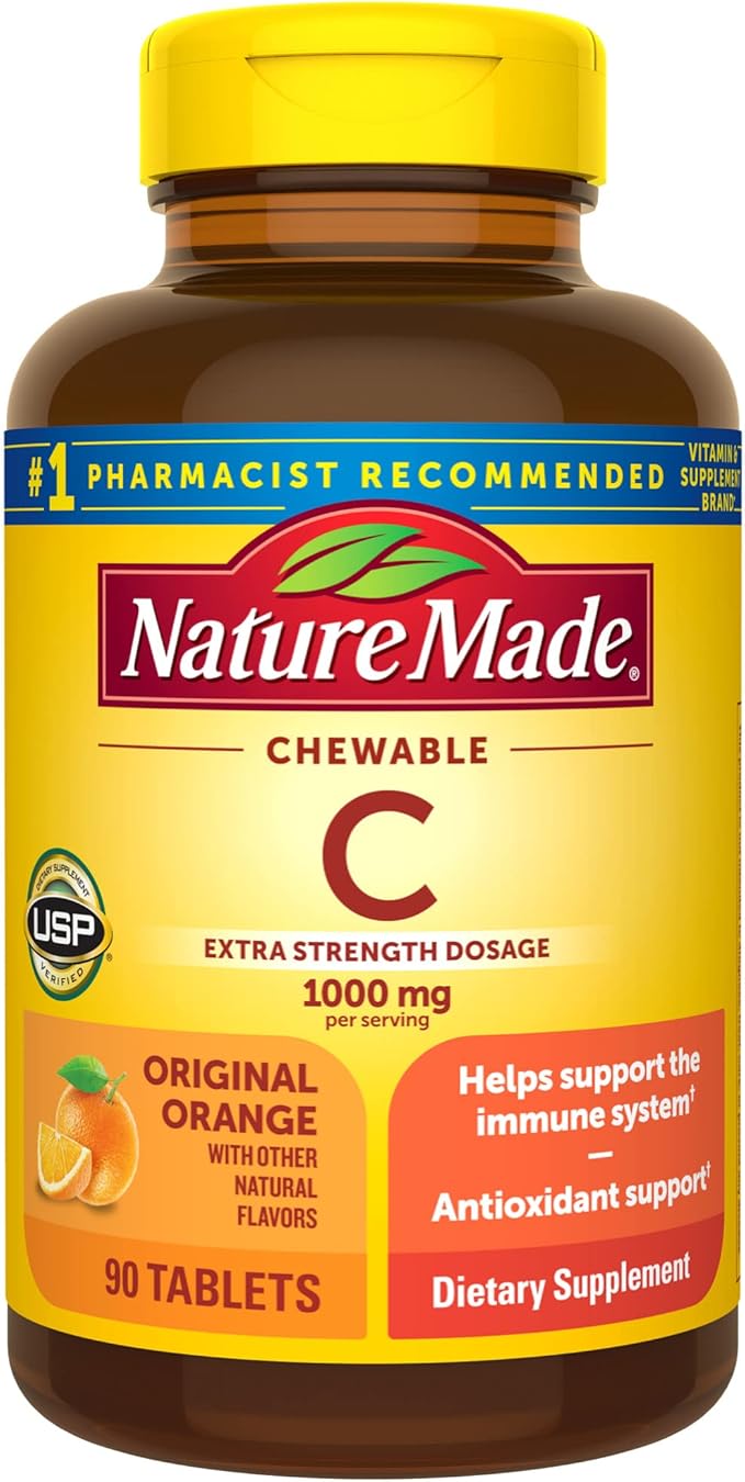 Nature Made Extra Strength Dosage Chewable 1000 mg 90 Tablets, 45 Day