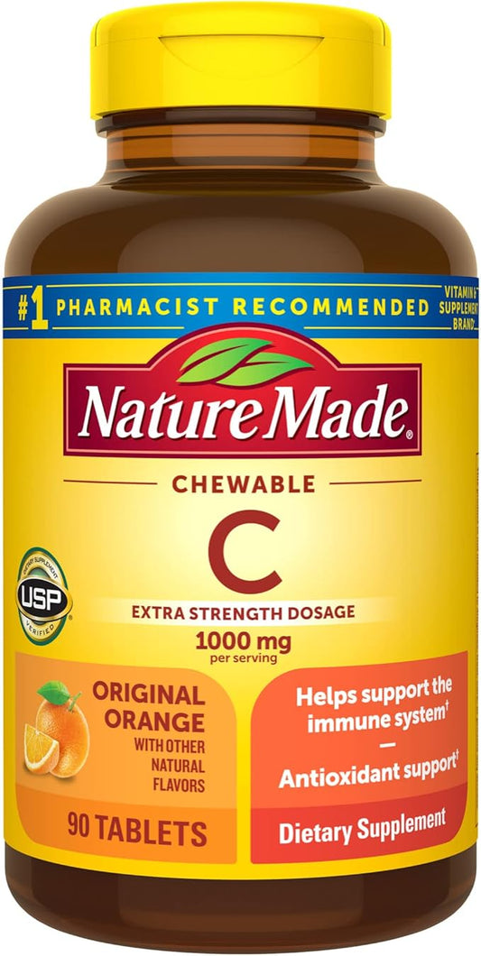 Nature Made Extra Strength Dosage Chewable 1000 mg 90 Tablets, 45 Day