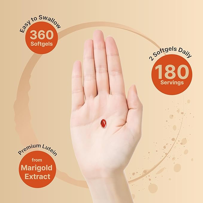 Lutein 40mg and Zeaxanthin 1,600mcg Per 360 Softgels 4 in 1 with Omega-3s, Astaxanthin,