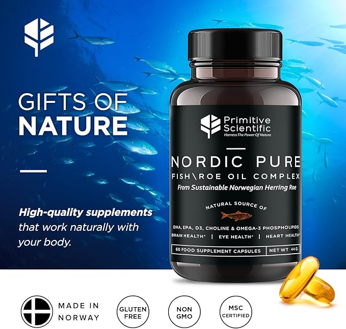 Nordic Pure Fish Roe Oil Complex (60 Fish D3, Choline 3 Supplements