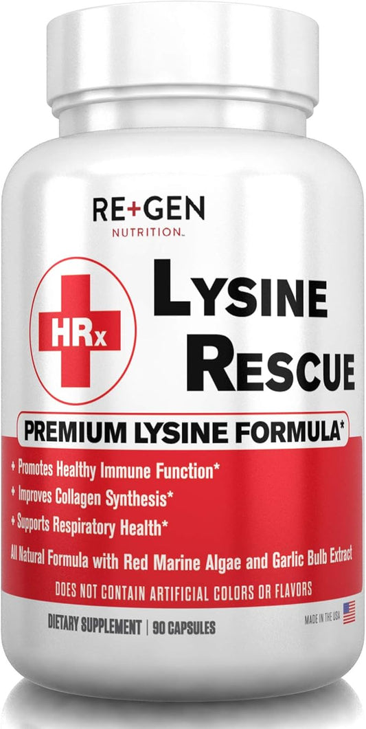 Re+Gen Nutrition Lysine Rescue, Amino Acid 90 Capsules, 45 Day