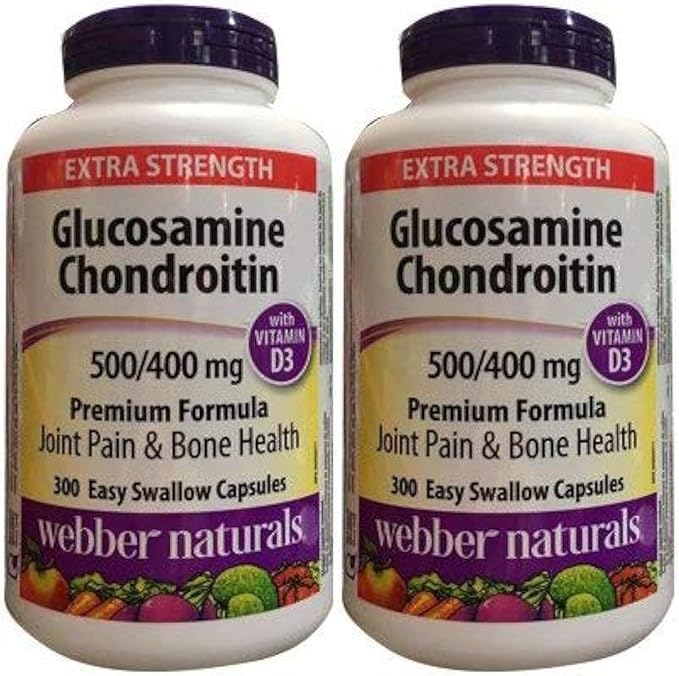 2 bottles x Webber Naturals Glucosamine D3, extra 500/400 mg, 300 capsules