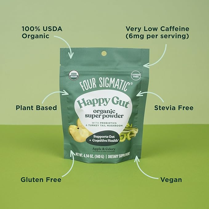 Four Sigmatic Organic Greens Powder | Greens Superfood Powder with Probiotics & Prebiotics | Super Greens with Moringa, Chaga & Turkey Tail | (4.94 oz.)