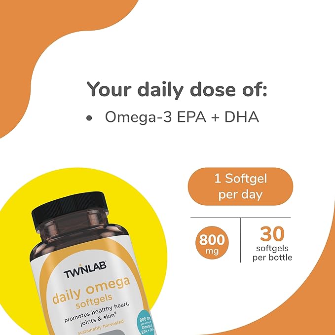 Twinlab Daily Omega Softgels 800 mg, 30 Softgels