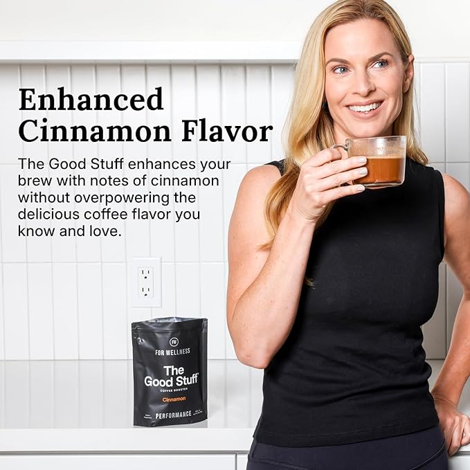 For Wellness The Good Stuff Performance Coffee Supplement- Non-Dairy Coffee Creamer Powder w/Collagen, MCT, L-Theanine & Cinnamon - Healthy Coffee Add-in for Energy & Focus