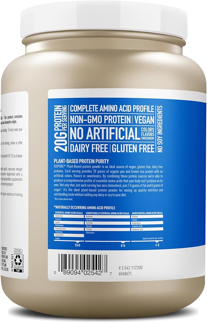 Isopure Vanilla Vegan Protein Powder, 20 Servings