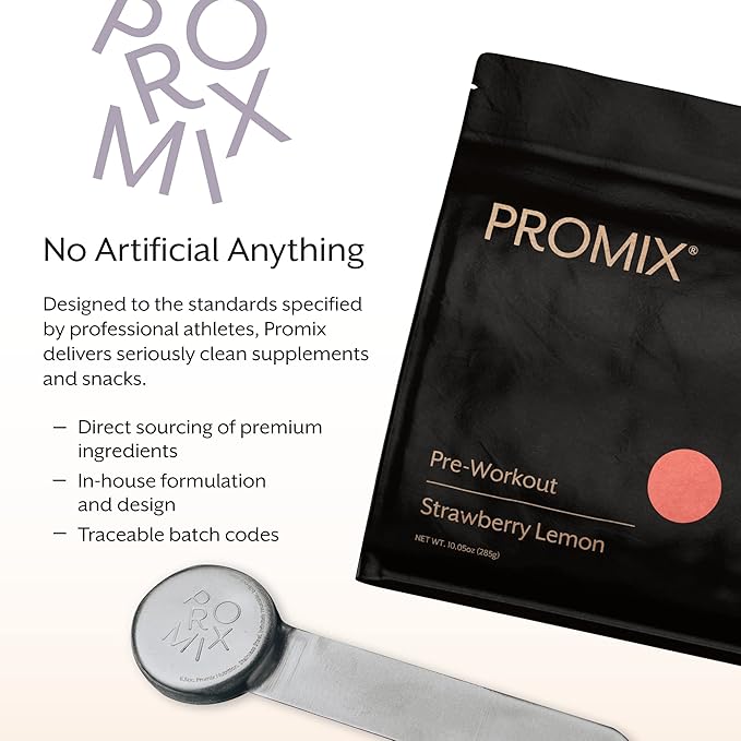 Promix Pre-Workout Powder, Strawberry Lemon B12, Caffeine,