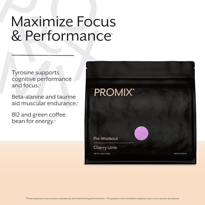 Promix Pre-Workout Powder, Cherry Lime B12, Caffeine,