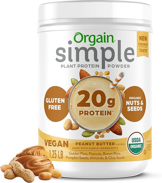 Orgain Organic Simple Vegan Protein Powder, 20g Plant 1.25lb