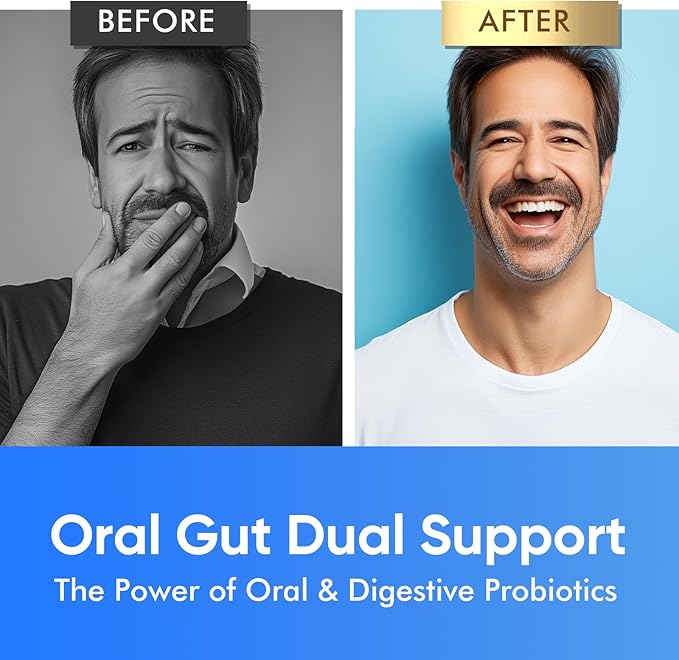 120 Capsules Oral Probiotics, Enhanced Super Digestive Enzymes & Probiotics-Oral Gut Dual Support-8 Strains 22 Billion CFUs-Bad Breath Treatment for Adults -Probiotics for Women and Men
