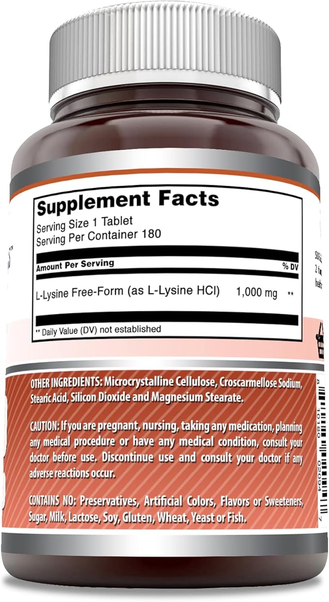 Amazing Formulas L-Lysine 1000mg Amino Acid 180 Tablets