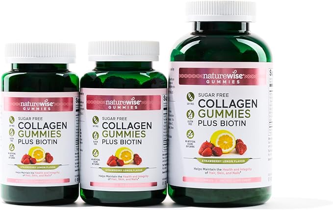NatureWise Sugar-Free Hydrolyzed Collagen Peptide Gummies 60 Gummies[1-Month Gummies[1-Month Supply]