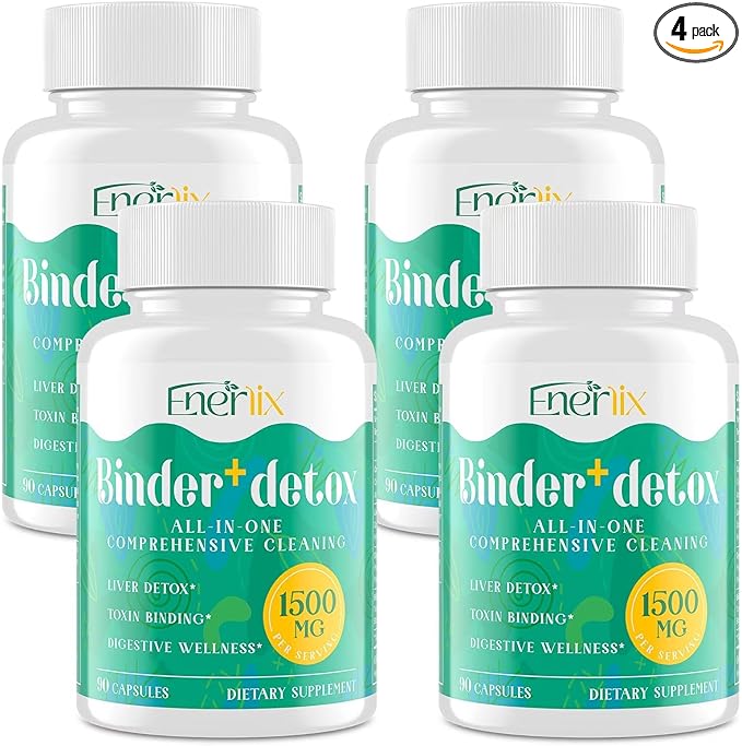 15-in-1 Detox Binder, Activated Charcoal, Zeolite & Bentonite Clay, Chlorella, 1500 MG Supplement Maximum Absorbent, Liver Gut Digestive Toxin Detox Cleanse, 360 Vegan Capsules