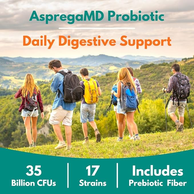 Asprega 30CT - Probiotic + Prebiotic Supplement | 17 Strains, 35 Billion CFUs | Delayed Release | Saccharomyces Boulardii | for Men & Women | by ScimeraMD, 2-Pack
