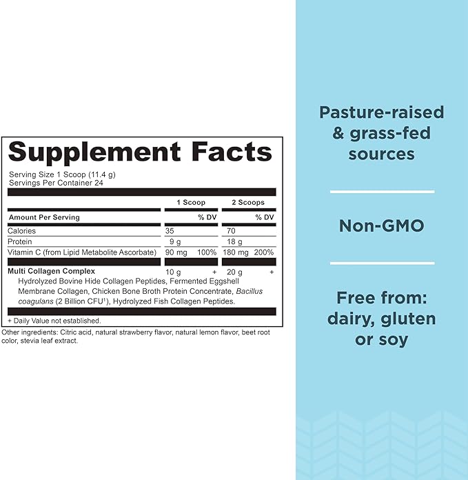 Ancient Nutrition Collagen Powder Protein, Multi 24 Servings, 9.65oz
