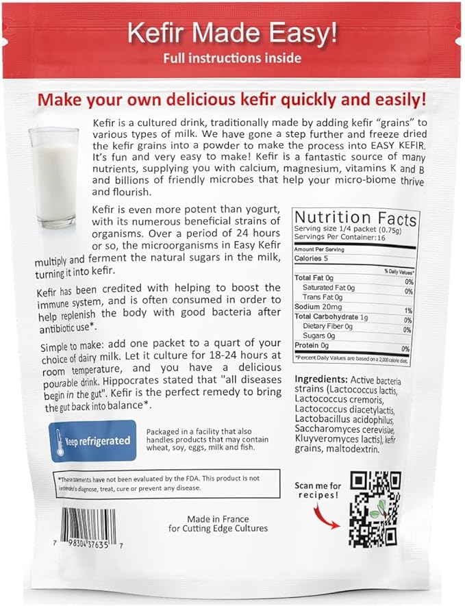 Prebio Plus + Kefir Starter Culture Prebiotic Fiber Powder Best Custom Blend of Organic Prebiotic Fibers Dietary Supplement (1 Prebio Plus + 1 Kefir 20g)