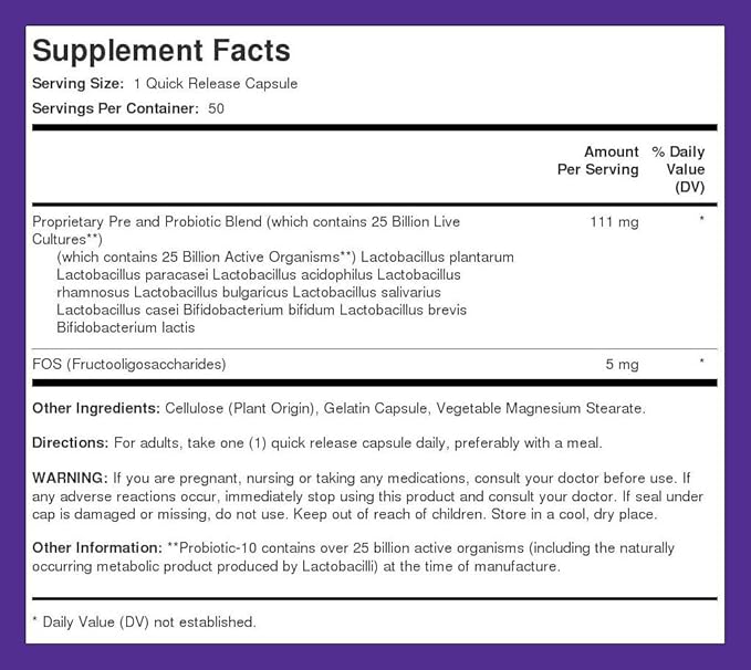 Piping Rock Probiotic Multi Enzyme 50 Capsules 142mg | 14 Strains 50 Billion