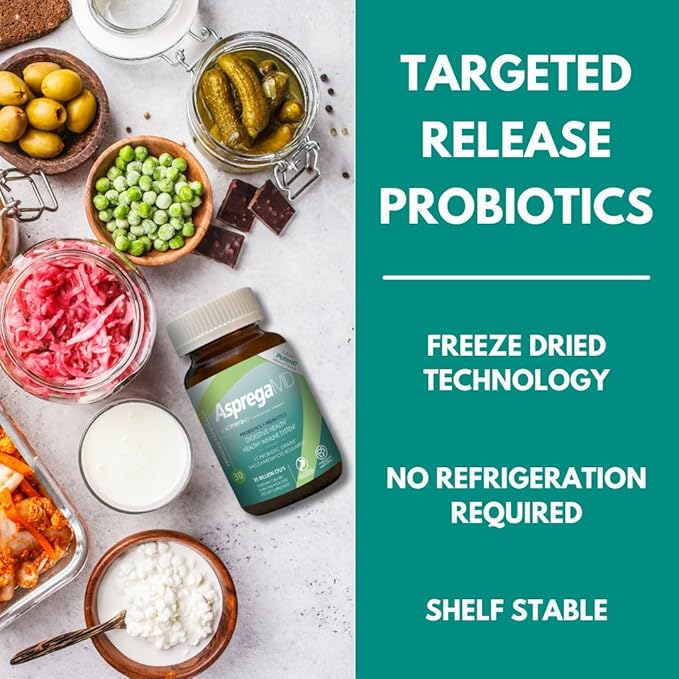 Asprega 30CT - Probiotic + Prebiotic Supplement | 17 Strains, 35 Billion CFUs | Delayed Release | Saccharomyces Boulardii | for Men & Women | by ScimeraMD, 3-Pack