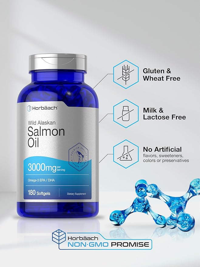 Horbäach Wild Alaskan Salmon Fish Oil 180 Softgel Omega-3 Fatty