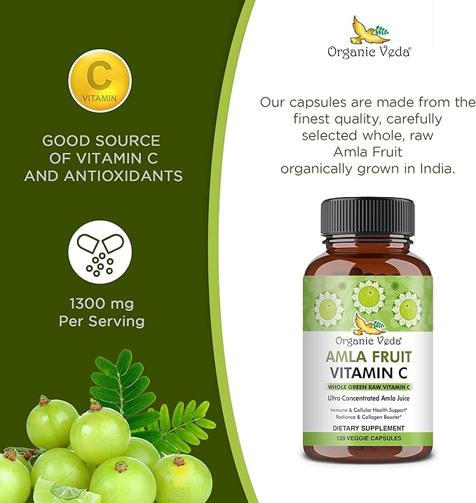 Organic Veda Amla Capsules Natural Vitamin 120