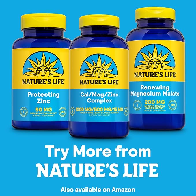 NATURE'S LIFE Cal Mag Zinc Complex 1000mg / 500mg / 15mg - 60 Day 62 Serv, 250 Caps